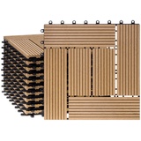 Ventanara® WPC Holz Kunststoff Fliesen Terrassenfliesen Klickfliesen Balkonfliesen 11 Stück = 1m2 (30 x 30 cm, Natur Mosaik)
