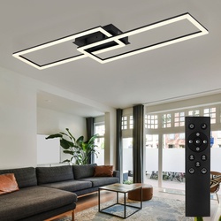LED Deckenleuchte dimmbar Fernbedienung dimmbare Deckenleuchte schwarz Tageslicht Deckenlampe, Timer CCT, 1x 36W 2640Lm, LxBxH 101x29x7,5 cm