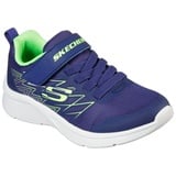 SKECHERS Microspec Texlor Sneaker, Navy Textile Lime Silver Trim, 32 EU