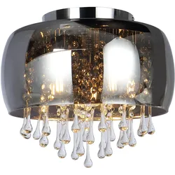 Kristall Decken Lampe rauch Wohn Ess Zimmer Beleuchtung Chrom Leuchte im Set inkl. LED Leuchtmittel