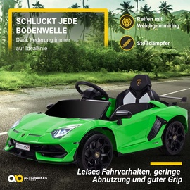 Actionbikes Motors Kinder-Elektroauto Lamborghini Aventador, Einsitzer, lizenziert, Flügeltüren, 70 Watt, Fernbedienung (Grün)