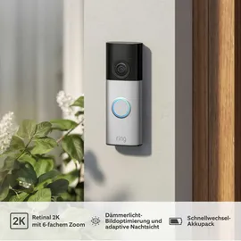 Ring Battery Video Doorbell 2 Plus - 2K, Gegensprechfunktion, Türklingel Nickel Silver