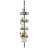 SWOYYU Teleskop Duschregal ohne Bohren Duschablage Ecke Metall Eckregal Bad Badregal Höhenverstellbar mit 4 Körben für Badewanne und Badezimmer Rostfrei 85-325CM Schwarz