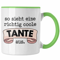 Trendation Tasse Trendation – Beste Tante Geschenk Tasse mit Spruch Kaffeetasse für Coole Tante grün