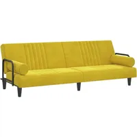 vidaXL Schlafsofa mit Armlehnen, Sofa mit verstellbaren Rückenlehnen, Couch für Wohnzimmer, Schlafcouch Bettsofa Sofabett, Gelb Samt