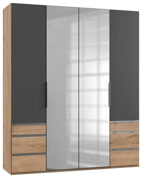 Drehtürenschrank 200cm Level, Graphit/Eiche Dekor