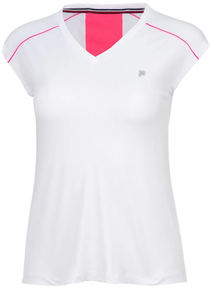 Fila Tennis-Shirt Marlis (Mesheinsätze) weiss/pink Damen