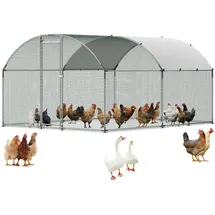 Vevor Hühnerstall, 3x4x2 m, begehbarer Hühnerauslauf mit Abdeckung, Hühnerhaus mit Doppeldach & Sicherheitsschloss, Enten- & Kaninchenkäfig, Geflügelgehege für Hinterhof, Bauernhof, Hof