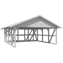 SKANHOLZ Doppel-Carport 684 x 772 cm weiß inkl. Abstellraum