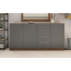 borchardt Möbel Highboard BORCHARDT MÖBEL "Oliva", grau (eiche vintage, graphit matt), B:200cm H:99cm T:35cm, Spanplatte, Sideboards, Highboard, Breite ca. 200 cm