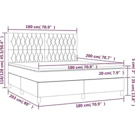 vidaXL Boxspringbett mit Matratze Dunkelbraun 180x200 cm Stoff