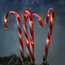 LED Zuckerstangen - je 7 warmweiße LED - H: 25cm - 8 Funktionen - Batterie - Tim...