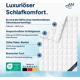 AM Qualitätsmatratzen Premium Eiderdaunendecke Made in Germany mit Echten Eiderdaunen aus Island 155x220cm