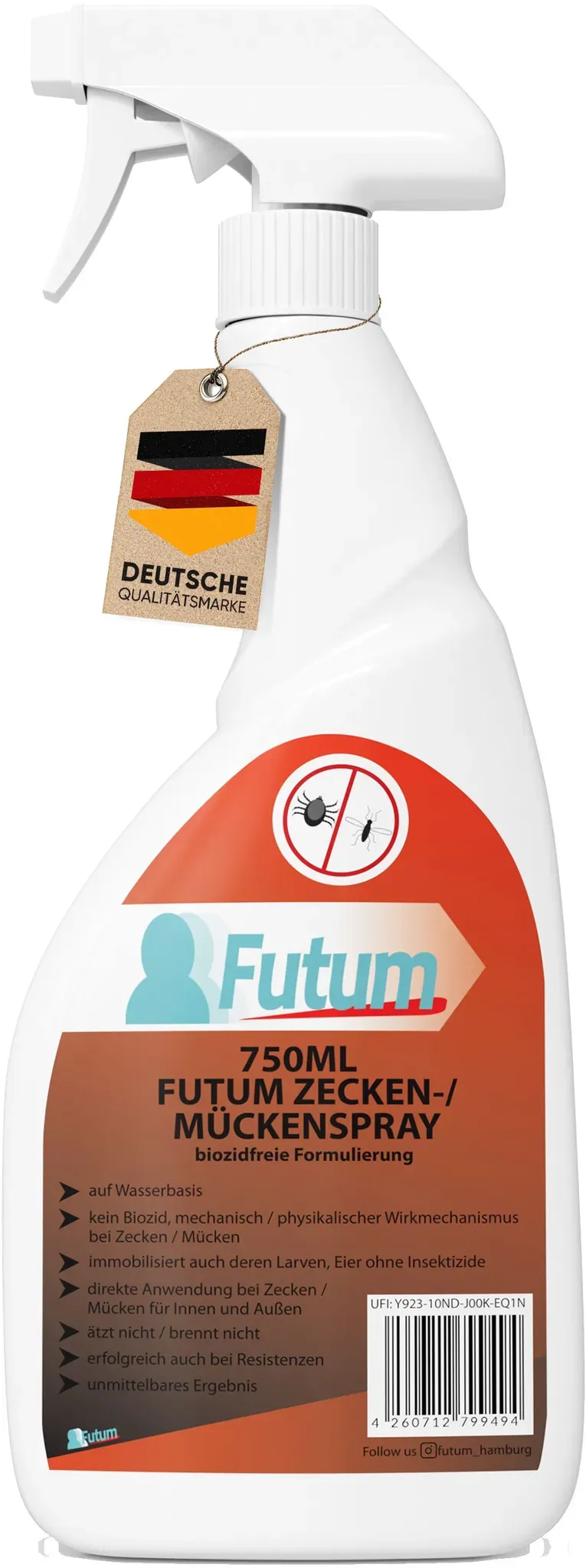 Futum 750ml Zecken- / Mückenspray Spray 750 ml