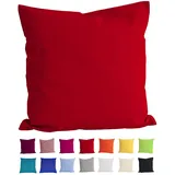 beties Basic Kissenbezug ca. 80x80 cm Kissenhülle 100% Baumwolle in vielen fröhlichen Uni-Farben (rot)