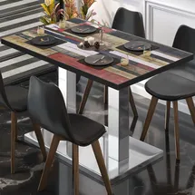 GGM Möbel Bistrotisch 110 x 60 x 75 cm Vintage Bunt/Edelstahl