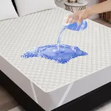Arcona Matratzenschoner 90x200, Gesteppt wasserdichte Matratzenauflage, Nässeschutz und Atmungsaktive Inkontinenzunterlage Waschbar, Inkontinenz Bettunterlage mit 4 Eckgummis, Elfenbein Weiß