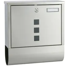 vidaXL Briefkasten Edelstahl 18/8 mit Zeitungsfach