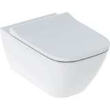 GEBERIT Smyle Square Set Wand-WC Tiefspüler, geschlossene Form, Rimfree, mit WC-Sitz, überlappender Deckel weiß (500.683.00.2)