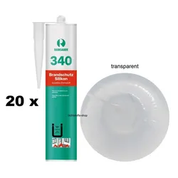 20 x Ramsauer 340 Brandschutz B1 Silikon Dichtstoff 310ml Kartusche transparent