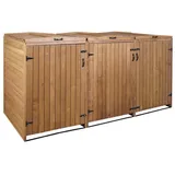 MCW XL 3er-/6er-Mülltonnenverkleidung MCW-H74, Mülltonnenbox, erweiterbar 126x238x98cm Holz MVG ~ braun