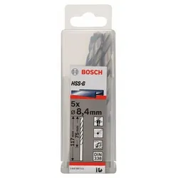 Metallbohrer HSS-G, DIN 338, 8,4 x 75 x 117 mm, 5er-Pack
