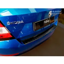 Avisa Schwarz Edelstahl Heckstoßstangenschutz kompatibel mit Skoda Fabia III HB 5-türer Facelift 2018-2021 'Ribs'
