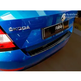 Avisa Schwarz Edelstahl Heckstoßstangenschutz kompatibel mit Skoda Fabia III HB 5-türer Facelift 2018-2021 'Ribs'