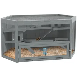 PawHut Kleintierkäfig 3 Etagen 115 x 60 x 55 cm grau
