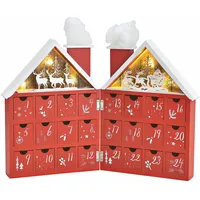 Holz Adventskalender Haus Mit 24 Boxen Und Led Beleuchtung - Zum Aufklappen - Weihnachtskalender Zum Selber Befüllen