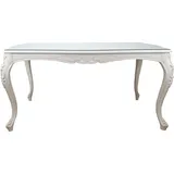 Casa Padrino Barock Luxus Esstisch Weiss 200 x 100 x H. 78 cm - Esszimmertisch mit Glasplatte - Hotel & Restaurant Möbel -  Italy