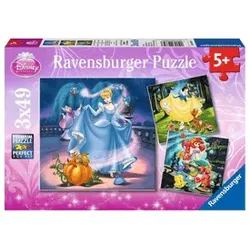 Puzzle - Schneewittchen, Aschenputtel, Arielle - 3 x 49 Teile