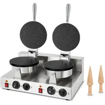 Vertes Waffeleisen doppelt, Hörncheneisen für Eiswaffeln, 48 Stück pro Std., Kegel, regelbar 0-300°C, Timer, teflonbeschichtet, Gusseisen