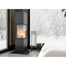 Hitze Siga Kamin Eckkamin weiss Brennkammer weiss Türgriff rechts Bauart 1 BlmSchV II