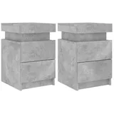 vidaXL Nachttische mit LED-Leuchten 2 Stk Betongrau 35x39x55 cm