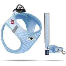 Curli Vest Harness Air-Mesh Skyblue-Circles M & Leash L