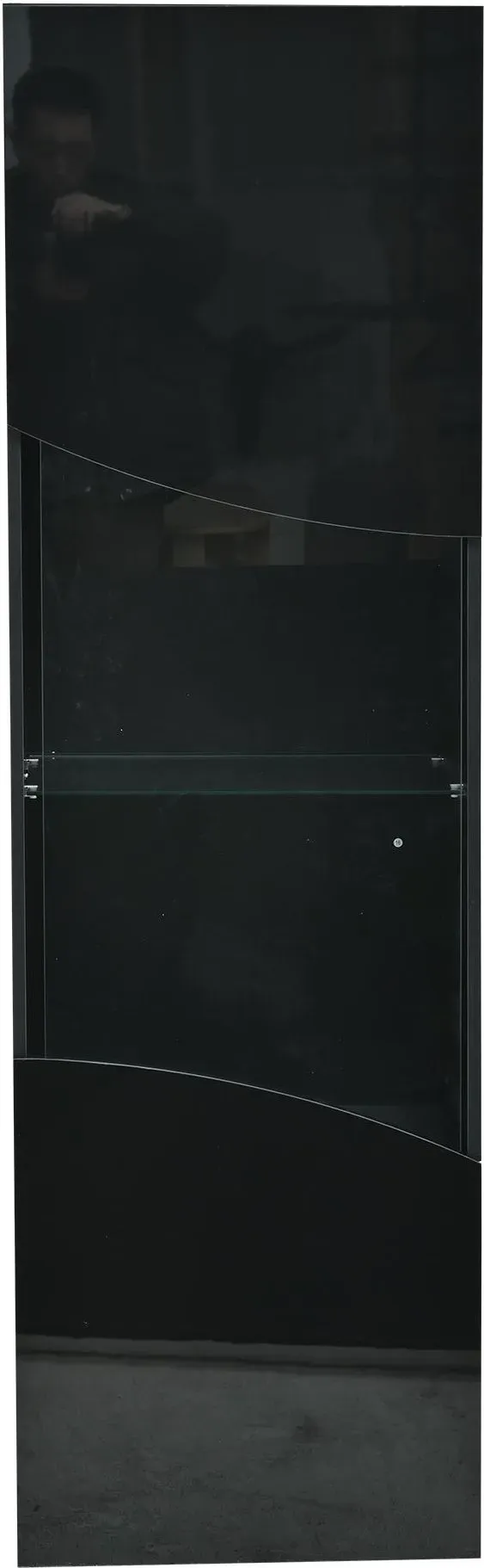 Wohnzimmer-Vitrinenschrank, schmales hohes Design mit großem Stauraum, 35x50x165 cm, Schwarz