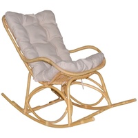 Rattan-Schaukelstuhl natur inkl Kissen Schwingstuhl Schaukelsessel Relaxsessel