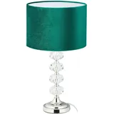 Relaxdays Tischlampe, Samt und Kristall, HxD: 47 x 26 cm, E14-Fassung, Nachttischlampe, indirekte Beleuchtung, grün