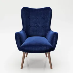 PLAYBOY - Sessel "BRIDGET" gepolsterter Lehnensessel, Samtstoff in Blau mit Massivholzfüssen, Retro-Design