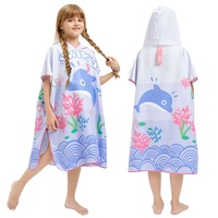 Hilmocho Kinder Badeponcho Strandtuch mit Kapuzen Microfaser Poncho Handtuch Schnelltrocknen Surfen Schwimmen Badetuch für Jungen und Mädchen