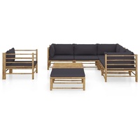VidaXL Bambus Lounge-Set 8-tlg. dunkelgrau inkl. Kissen 3058218