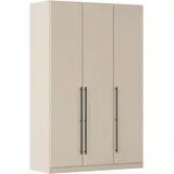 rauch Kleiderschrank Drehtürenschrank Schrank Garderobe Wäscheschrank Schlafzimmer AVOLA (in 3 verschiedenen Ausstattungen BASIC/CLASSIC/PREMIUM) mit hochwertigen Stangengriffen in Schwarz aus Metall MADE IN GERMANY beige 136 cm x 197 cm x 54 cm
