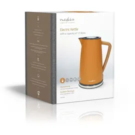 Nedis Wasserkocher 1.7 l Soft-Touch Orange Um 360 Grad drehbar Verdecktes Heizelement - Strix Controller - Boil-dry protection