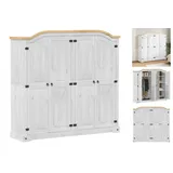 vidaXL Kleiderschrank Corona Weiß 194x52x186 cm Massivholz Kiefer