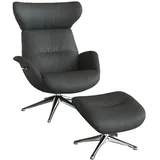 flexlux Relaxsessel FLEXLUX "Fernsehsessel More, ergonomisch, drehbar, robuster Fuß, Scandi", grau (warm mineral grau), B:90cm H:107cm T:89cm, 100% Echtleder, Sessel, Relaxsessel, Premium Komfort, Rücken- und Kopfteilverstellung, Drehbar, Fuß Alu