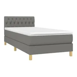 vidaXL Boxspringbett mit Matratze & LED Dunkelgrau 80x200 cm Stoff