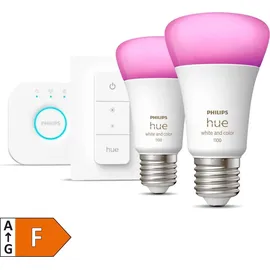 Philips Hue White & Col. Amb. E27 2er inkl. Dimmer Switch 75W Starter Set warmweiß