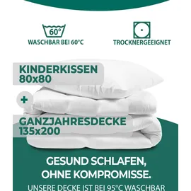 knerst KNERST® Kinder Bettdecke Set mit Kissen - Kinder Bettdecken Set für kuschelig, weiche Träume - Größe: Decke 135x200 cm / Kissen 80x80 cm