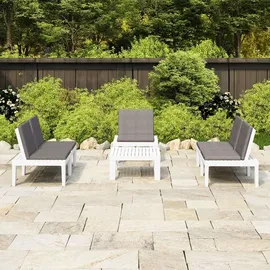 vidaXL Garten-Lounge-Set 4-tlg. Kunststoff weiß